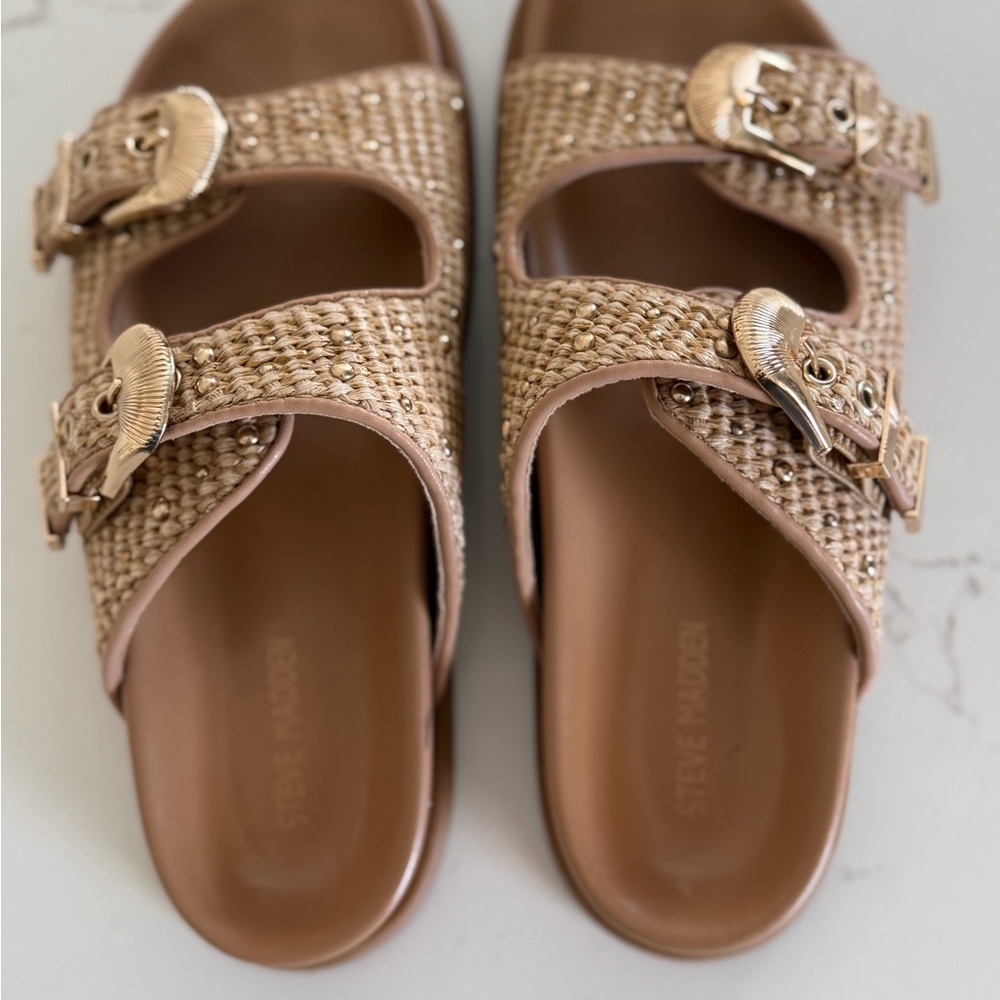 Steve Madden Tan Raffia Cabo Woven Women's Sandals